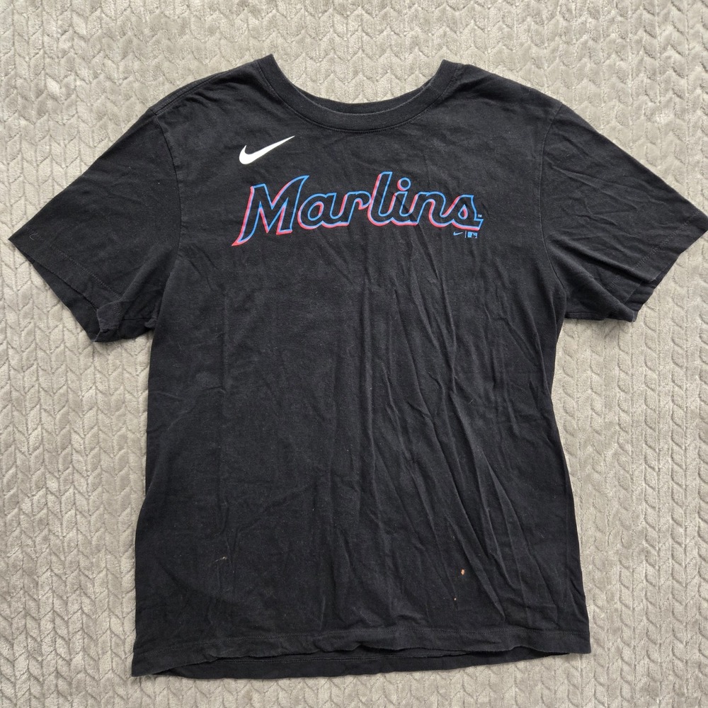 Nike Miami Marlins Baseball T Shirt Men's Size Medium Black Starling Marte #6